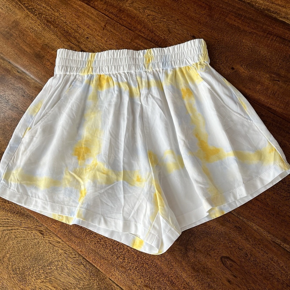 Calia Swim Collection Cover Up Shorts Women XXS White Yellow Tie Dye High-Rise